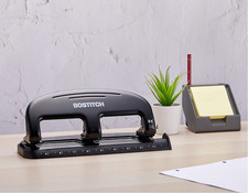 Office EZ Squeeze 20 Sheet Standard 3 Hole Punch, Metal Construction, Silver/...