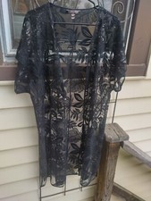 NWOT Victoria's Secret Kimono Robe Sequin Embroidery Collection Sheer Black