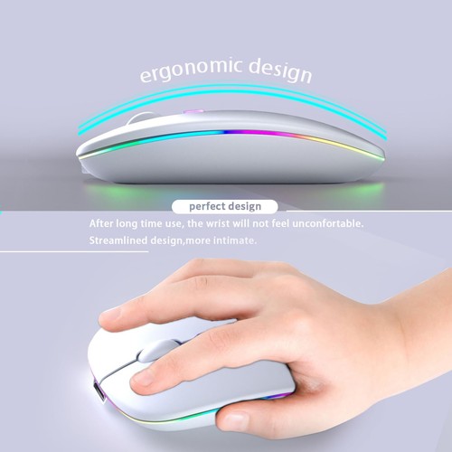 Wireless Bluetooth Mouse Rechargeable Silent Dual Mode White Portable Design - Picture 5 of 7