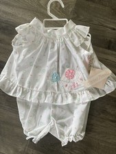 NWT Vintage Mayfair Dress Bloomers Infant Girl  s Sz 12 mo Floral  Love Letters  