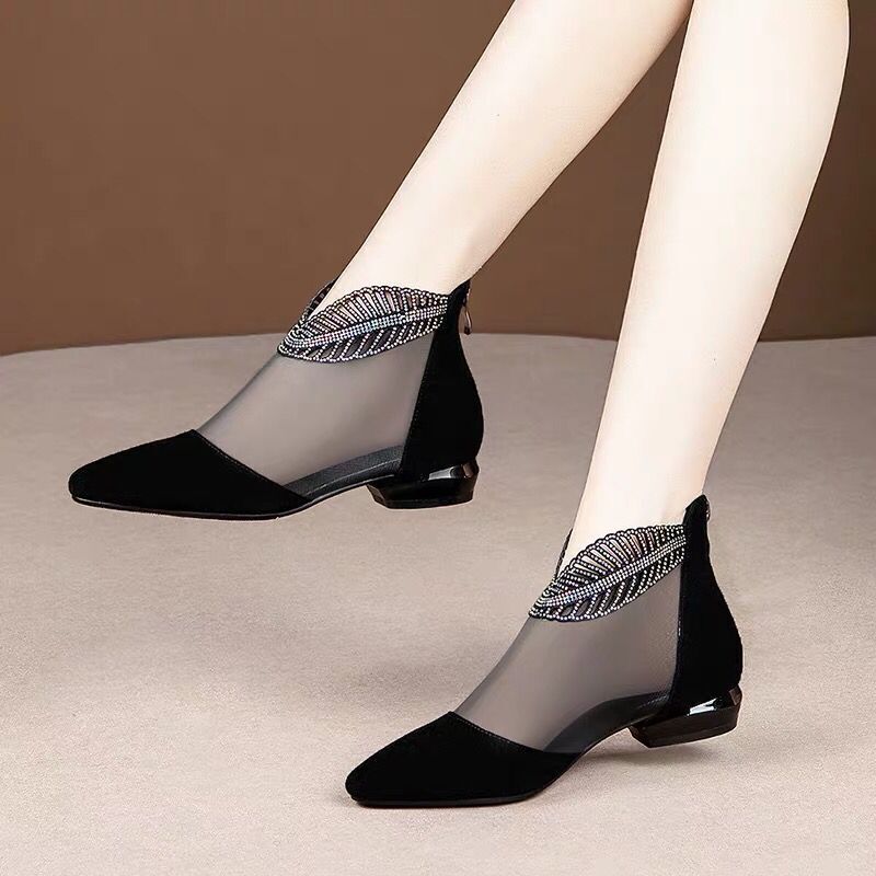 Summer Women Mesh Sandals Low Heel Lace Pumps High Heels Summer Women Mesh Sandals Low Heel Lace Pumps High Heels