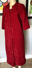 VTG Velvet /Velour Red Robe Quilted Rhinestone Buttons Sz 10 see Details ybt