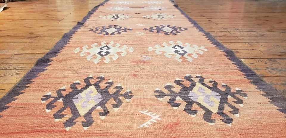 Rare Bohemian 1930-1940s Antique Natural Dye Wool Kurdish Runner 2'3"×21'4" - Image 2 of 4