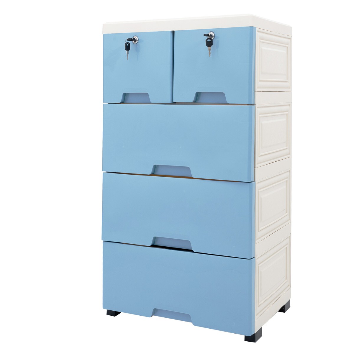 Plastic Drawers Dresser Storage Cabinet with Lock Dresser Organizer 4 Wheels