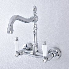 Wall Mount Polished Chrome Brass Bathroom Sink Faucet Kitchen Mixer Tap fsf776