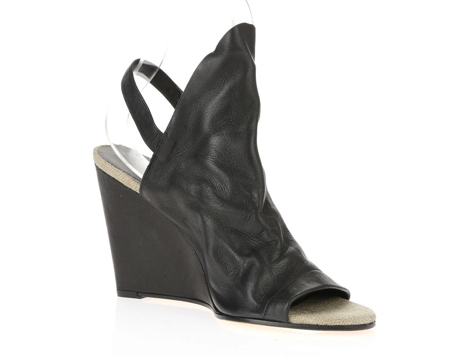 Mujer VINCE. Sandalias con cordones KOSTEL Wegde de cuero negro talla 9 M (40) Foto 4 de 4