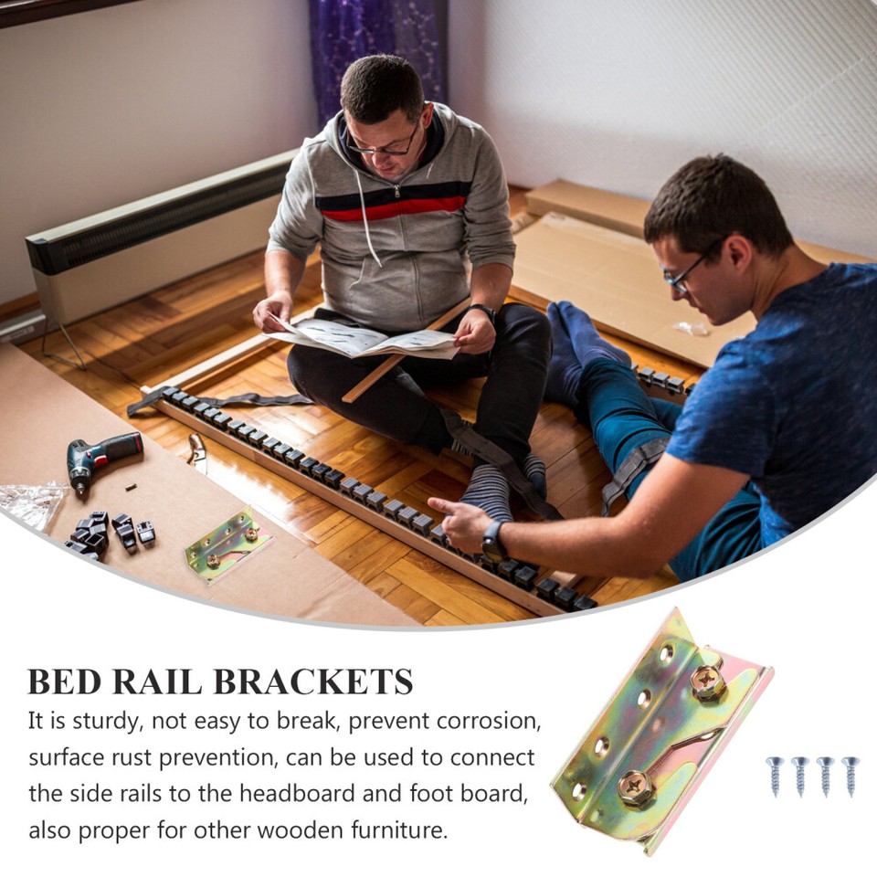 4 Pcs Heavy Duty Bed Hinge Rail Brackets Nomortise Fittings Toddler eBay