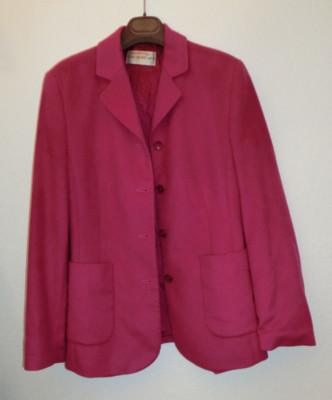 Pinkfarbige wollige Blazerjacke mit Innenfutter und Taschen APRIORI Gr. 40