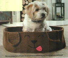 PUPPY BED FOR SMALL DOG HOME DECOR CROCHET PATTERN INSTRUCTIONS HTF