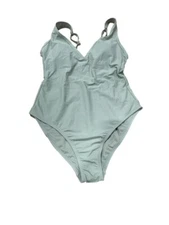 Women's V-Neck Over the Shoulder One Piece Swimsuit Kona Sol Sage Green Small