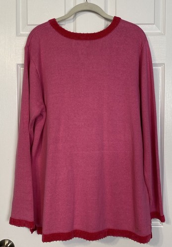 Quacker Factory Snowman Sweater Size L Pink Beads Sequins Holiday Christmas - Picture 2 of 8