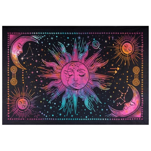 Tagesdecke Wandbehang Bunt Deko Tuch Sonne Mond Sterne Goa Hippie ca.200 x 140cm - Bild 2 von 2