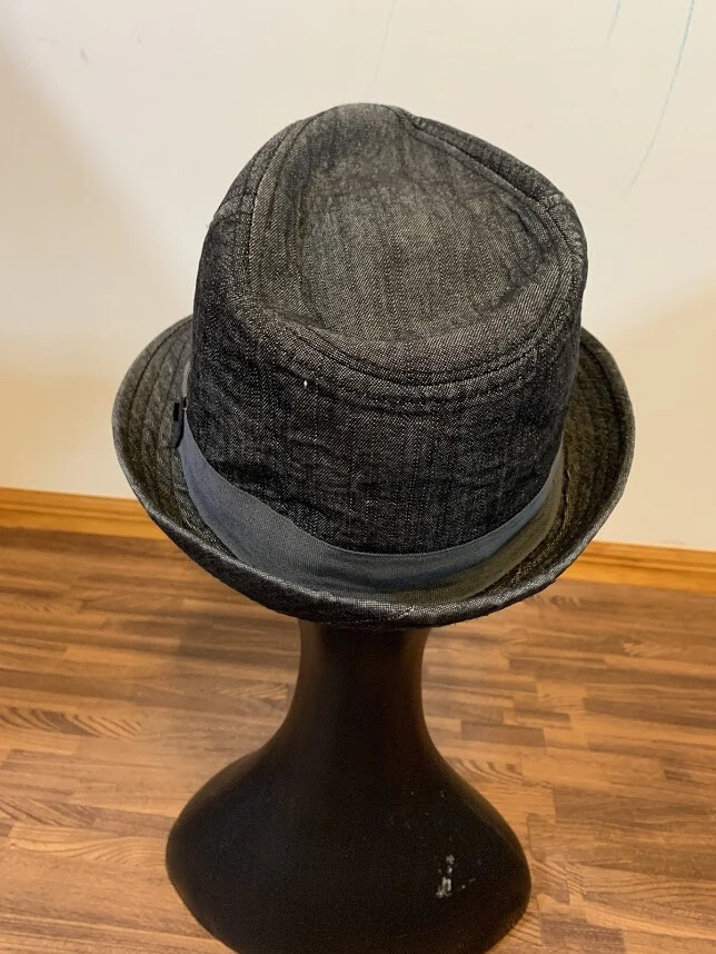 Sean John 男式深灰色 Fedora 帽子 100% 棉带丝带装饰 尺寸 M/L — 第 4/4 张图片