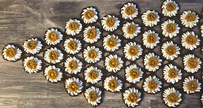 Vintage 3 Pc Crochet Table Runner Doily Set Granny Square Sun Flower Daisy Brown