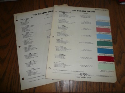 1954 1955 DeSoto DuPont Duco Delux Color Chip Paint Sample - Vintage - Two Years