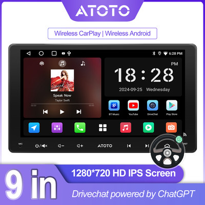 ATOTO 2+32G 9'' Android AI Wireless Car Stereo Radio SiriusXM Radio w/ RWC
