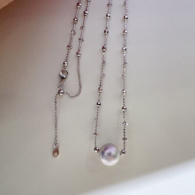 gorgeous 10-11mm south sea round white pearl pendant 925s(tim)