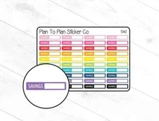 1342~~Savings Tracker Boxes Planner Stickers