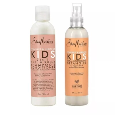 Shea Moisture Coconut & Hibiscus Kids 2-in-1 Shampoo und Conditioner & Detangler.