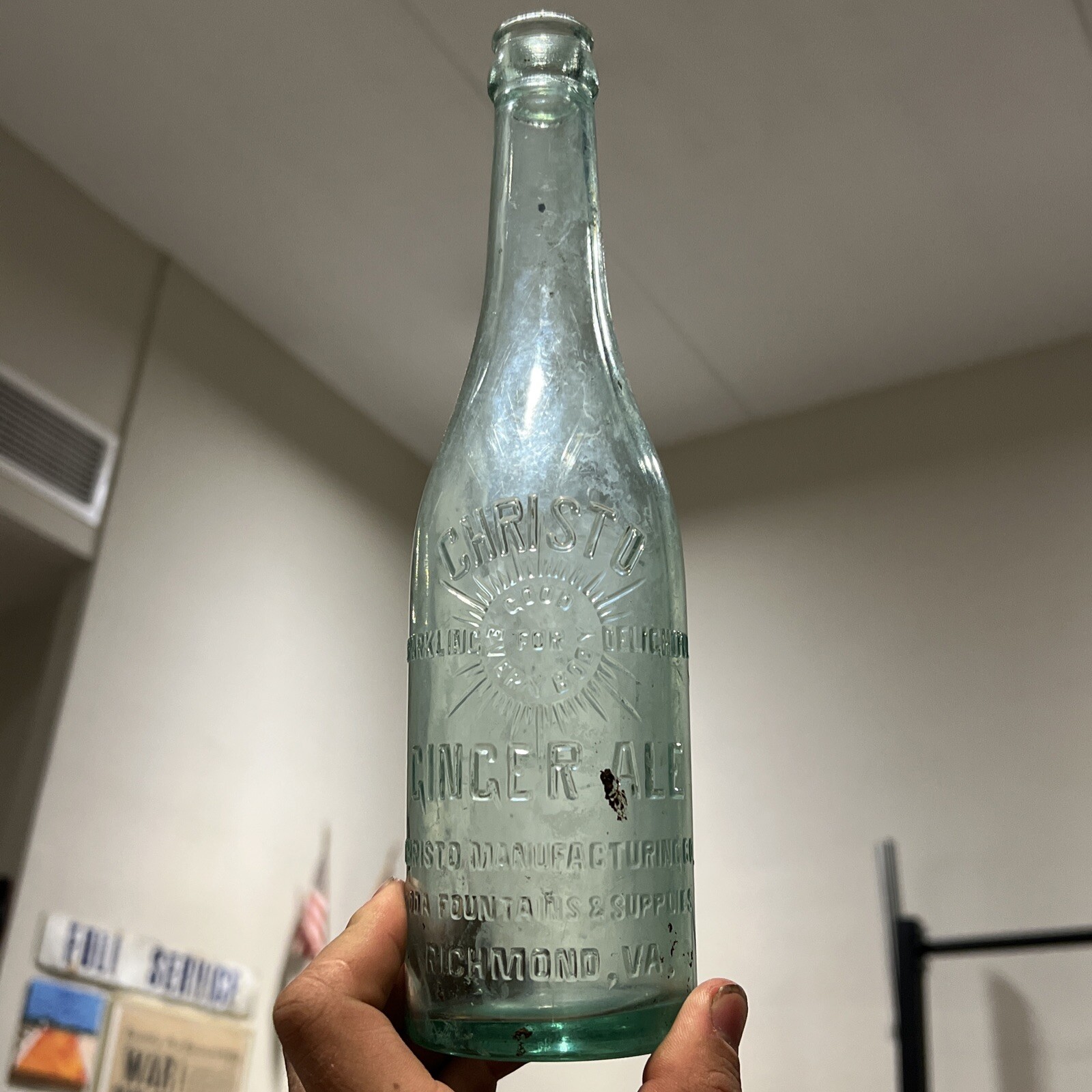 Antique Richmond Virginia VA Christo Cola Ginger Ale Bottle Aqua eBay