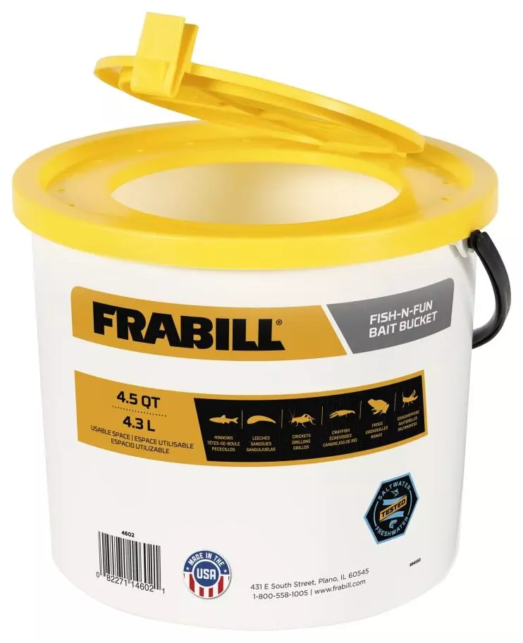 NEW FRABILL FISH-N-FUN BAIT BUCKET 4.5 QT SMALL MINNOW BUCKET