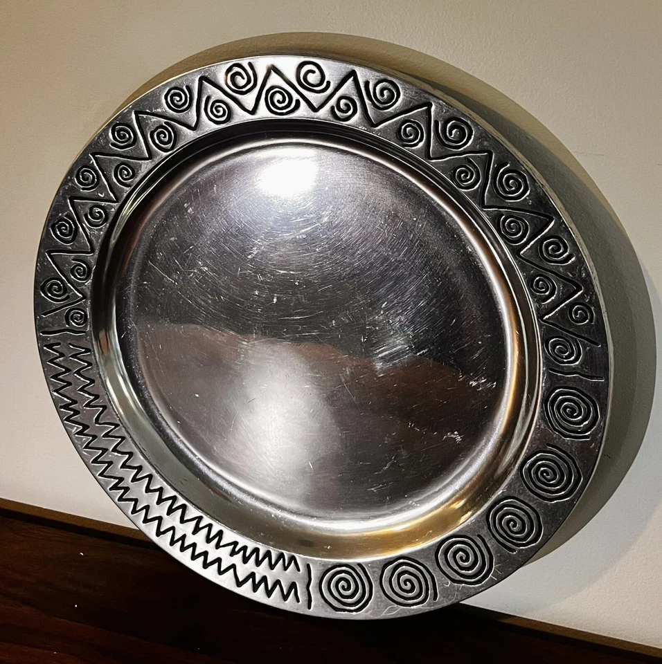 "Bandeja para servir vintage Wilton Armetale reggae grande redonda de 14""" Foto 2 de 4