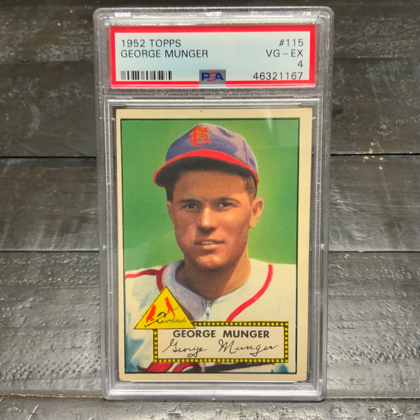 1952 Topps George Munger #115 *Cardinals* PSA 4 VG-EX