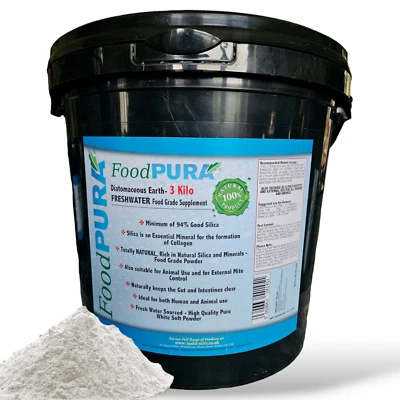 FOODPURA Food PURA® 3KG Human CODEX FOOD Grade Diatomaceous Earth DE Pure Fresh Water
