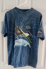 Vintage Star Wars t-shirt Episode 1 Naboo Starfighter Blue Tie Dye Rare Kids XL