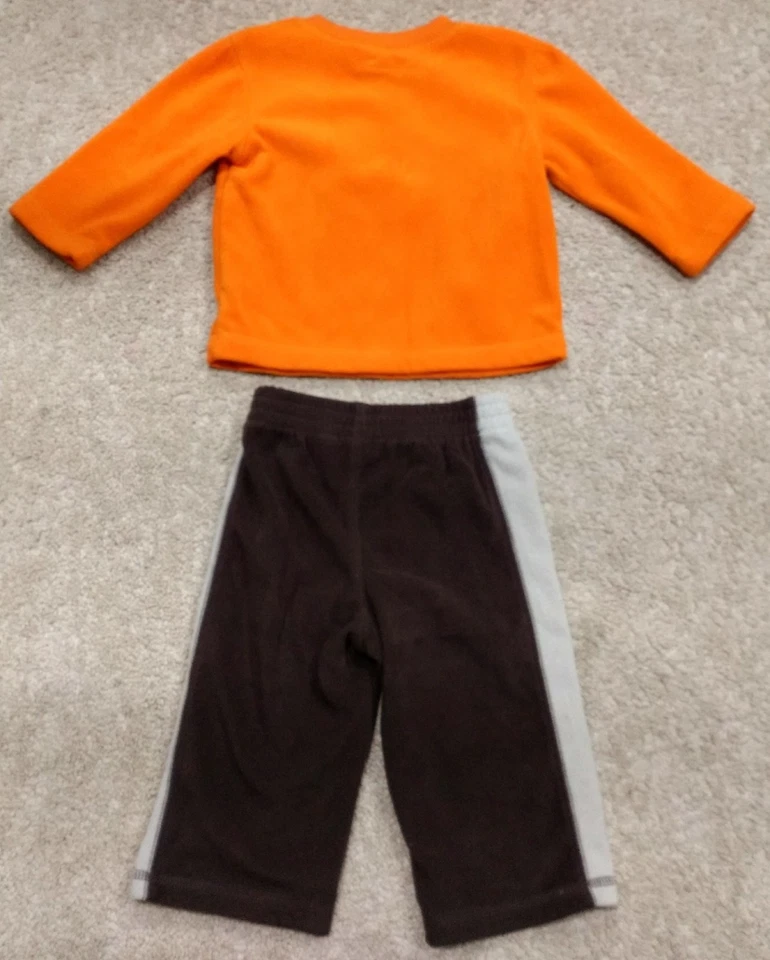 Jumping Beans флис наряд/комплект-толстовка/брюки-оранжевый/коричневый/обезьяна--12 месяцев - Изображение 2 из 2