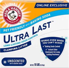 Arm  Hammer Ultra Last Unscented Clumping Cat Litter, MultiCat 18lb
