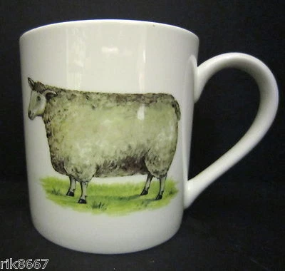 R A LAWRENCE Extra Large Fine Bone China One 1 Pint Pot Mug Sheep By Rik 20oz