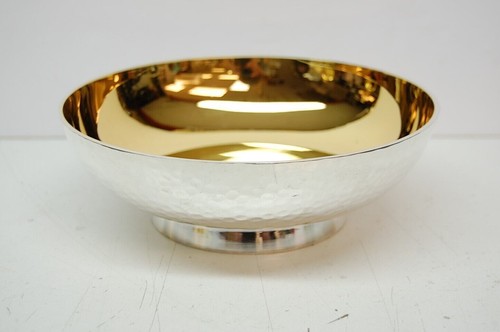 CHALICE Church Bowl Paten, GOLD & SILVER HAMMERED Finish, 6 5/8" (#203S-6) - Picture 1 of 5