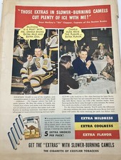 Camel Cigarette Ad: Boston Bruins Hockey Dit Clapper from 1941 Approx 8.5x11.5”
