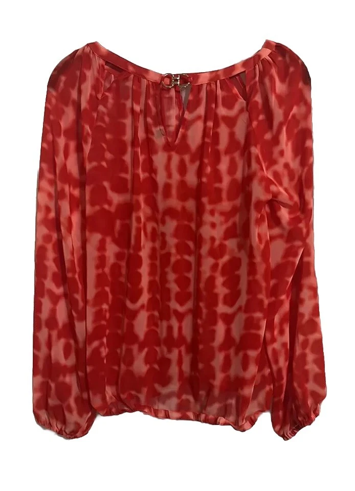 Jennifer Lopez - Orange Chiffon Top Sz M - Image 2 of 4