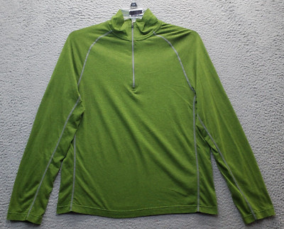Cloudveil Active Shirt Mens Medium Green Cotton Long Sleeve Mock Neck Pullover