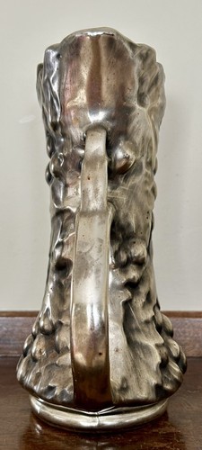 NelsonMcCoy Pottery Antiqua Silver & Gold Tone Grape Pitcher Vase 9.25”w/Sticker - Picture 2 of 8