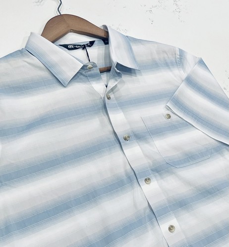 Travis Mathew On The Line Blue Prestige Performance Stretch Shirt Mens Medium - Picture 4 of 19