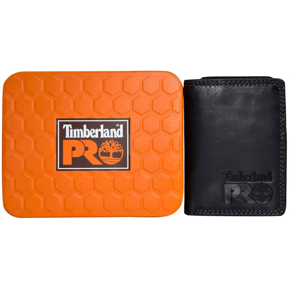 Cartera Timberland Pro para hombre negra brady triple pliegue cuero genuino Foto 4 de 4