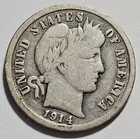 1914-D Barber Dime 10c Silver Coin ~ 90% Silver (A111)