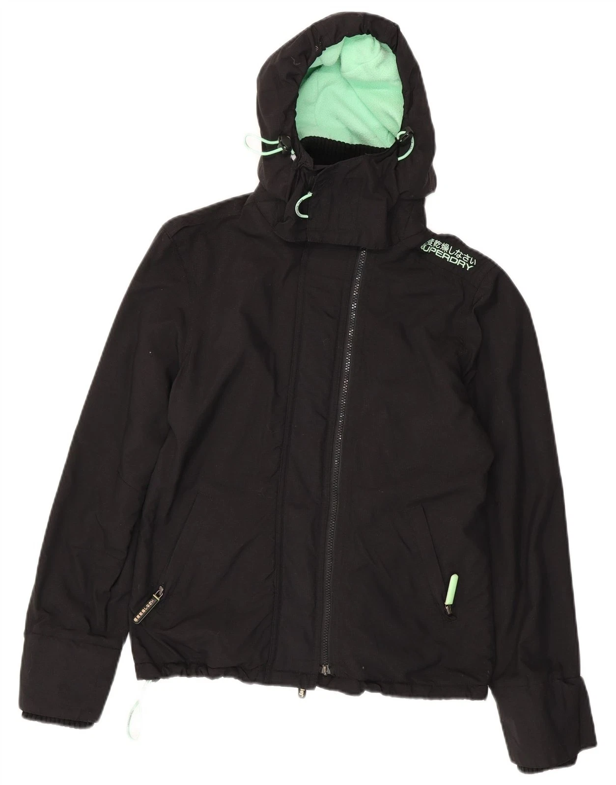 SUPERDRY Womens The Windcheater Windbreaker Jacket UK 14 Medium Black DC25