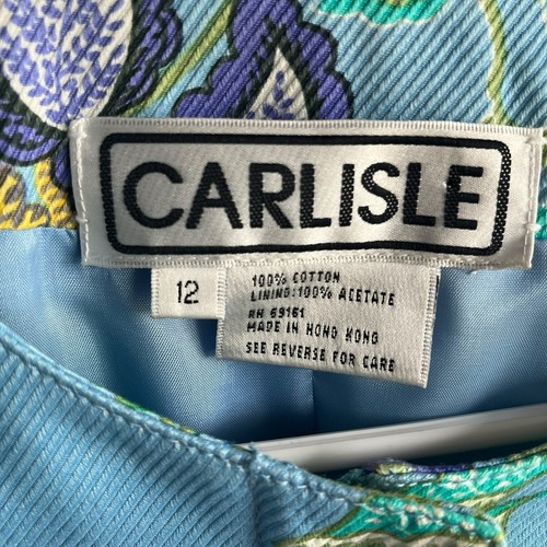 Carlisle Cropped Jacket Women Size 12 Vintage Blue Floral Retro Chic 1980s Vibe - Picture 2 of 15