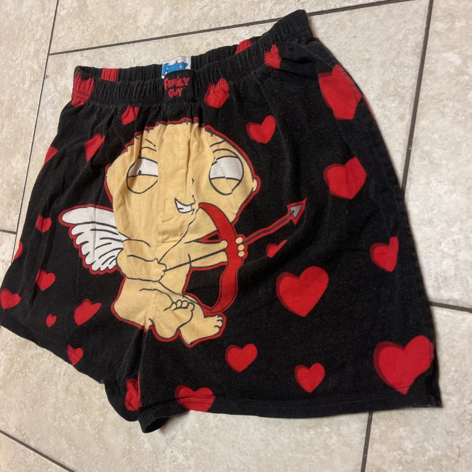 Pantalones Cortos de Salón Stewie San Valentín 2007 De Colección Y2K Family Guy Pequeños 28-30 Boxers Foto 3 de 4