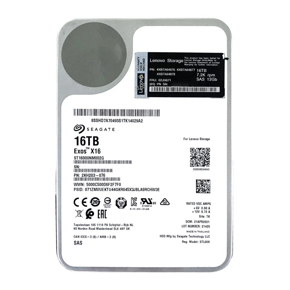 Lenovo (SHD7A70495) 16TB Storage (LFF 3.5in) 12G SAS-3 7.2K HDD (02JH671) - Bild 1 von 1