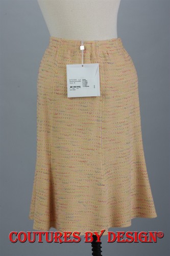 Falda de tweed arco iris acampanada St John Knits Couture sorbete de limón talla 4 nueva con etiquetas precio de venta sugerido por el fabricante $595 - Imagen 2 de 2