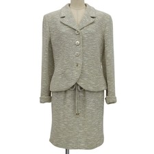 Valentino Garavani Tweed Set Up Ladies Cotton Wool Silk White Light Gray 8 Vinta