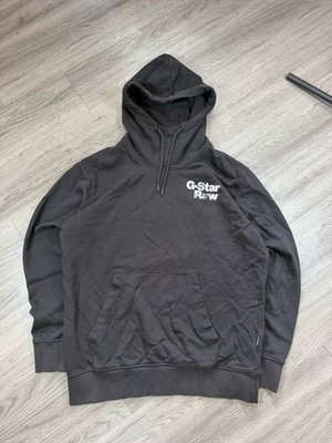 G-Star RAW Men's Black Fleece Pullover Hoodie Graphic Back Print Logo Size L