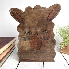 Solid Wood Hand Crafted Llama Decor Medium Wood Tone Whimsical Child Teen Boho
