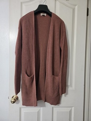 Universal Thread Women's Small Knit Longline Cardigan Sweater Pockets Brown 