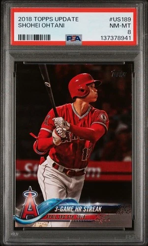 2018 TOPPS UPDATE #US189 SHOHEI OHTANI ROOKIE RC PSA 8